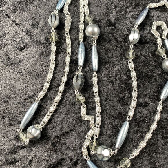 Vintage Mid Century 56 in Long Flapper Style Beaded Chain Necklace Made Germany - Picture 8 of 9